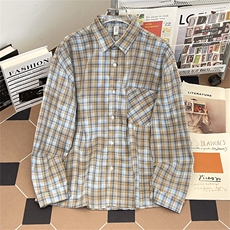 秋款男条纹格子衬衫扎染宽松衬衣CS0169P40，男装衬衫，星座1013-1