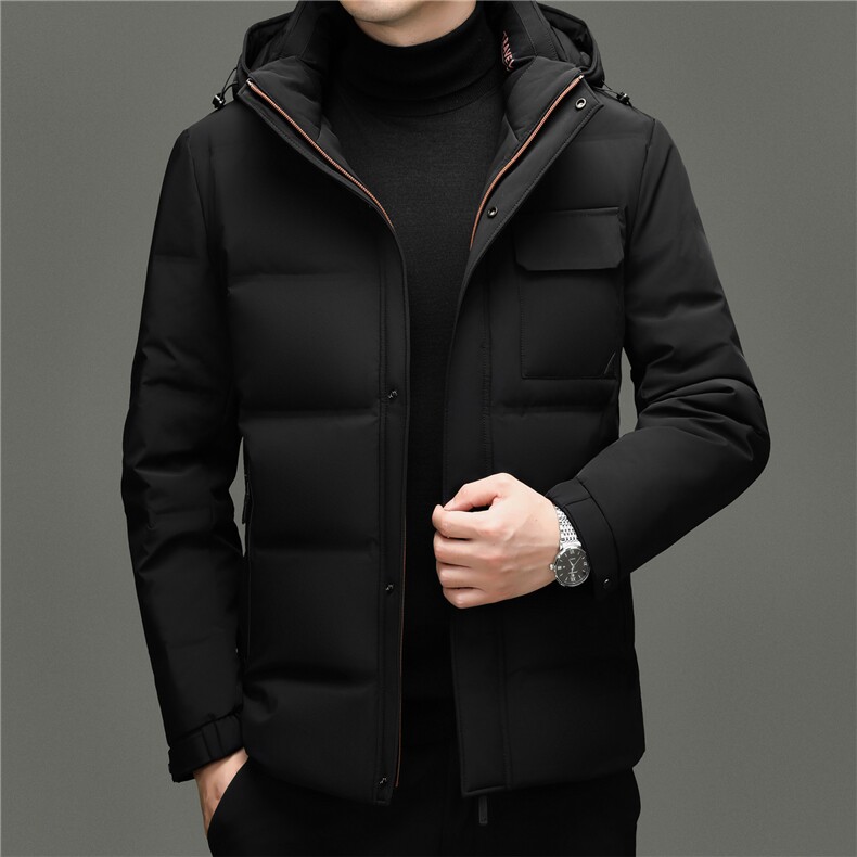2025新款冬季男可脱卸帽短款90%白鸭绒羽绒服大衣加厚羽绒服外套,男装羽绒服,钱塘723