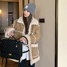 【现货】2025冬新卡其色羊羔毛外套2C037191P195K278，女装短外套，2C037