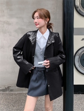 复古韩版皮衣女2025秋装新款中长款外套PU皮夹克今年流行黑色外套，女装短外套，意芙