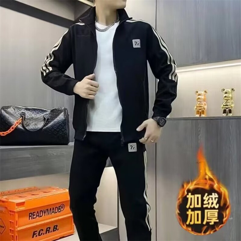 网图秋冬开衫立领加绒卫衣夹克运动休闲情侣百搭套装YY818-P78,男装夹克,电商C216