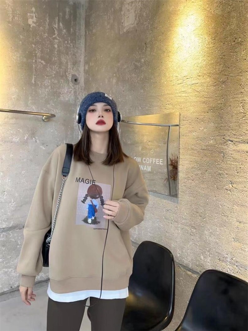 假两件拼接加绒卫衣，女装卫衣/绒衫，泽妤