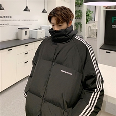 EQ332三条织带大翻领冬季加厚面包服外套男港风2024新款棉衣，男装棉衣，电商C306-1