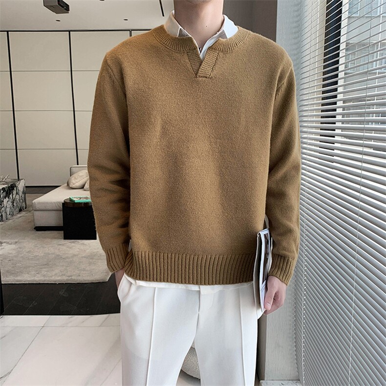 直播款纯色宽松V领针织毛线衣内搭打底针织衫M58/P68控88,男装针织衫/毛衣,电商A243
