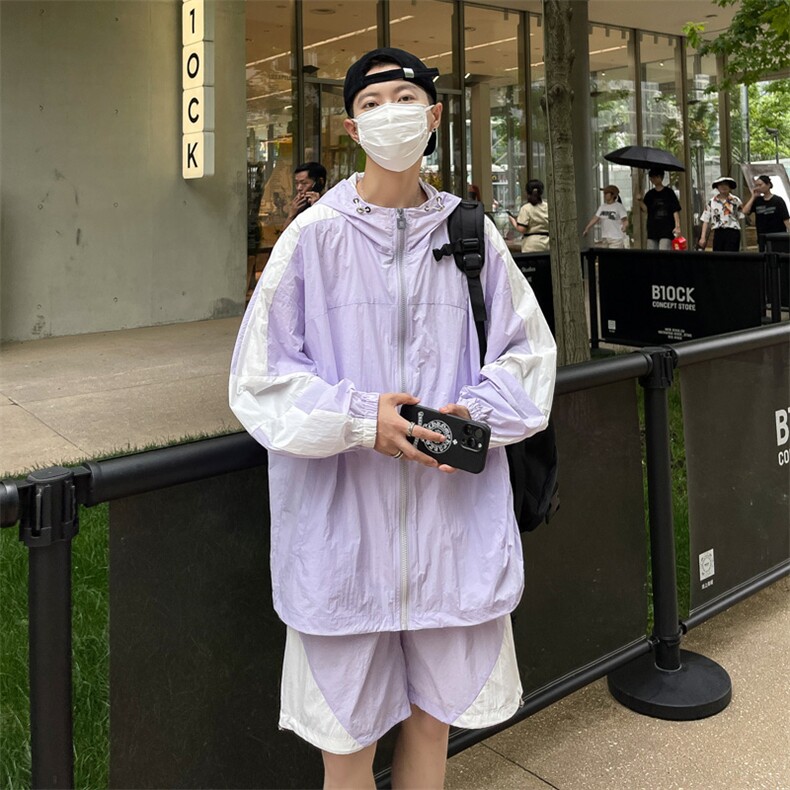 夏季时尚夹克衫防晒衣套装运动风连帽防晒服男XZ514-2-1613-P98，男装防晒衣，星座514-2(原B239)