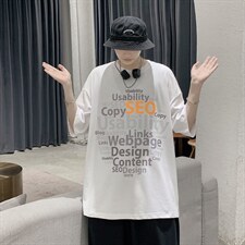 港风潮牌设计款字母印花短袖T恤大码宽松男潮517A-1-T910-P35控48，男装T恤，星座517A-1