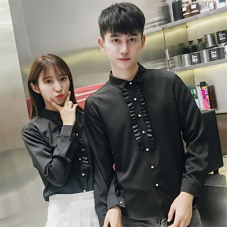 QC027-2021情侣韩版长袖衬衫夜店酒吧KTV长袖衬衣工作服衬衫P40，男装衬衫，星座717A