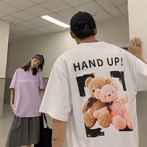 夏季情侣装印花可爱小熊短袖T恤学生卡通四色上衣A071-5505-P25
