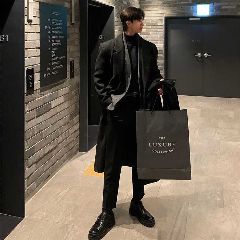 高品质美拉德过膝款韩版休闲毛呢大衣潮流风衣外套A430-DY23P110，男装风衣，电商A430（原星座702）