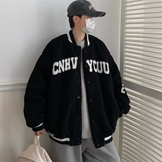 冬季棒球领棉衣外套男羊羔绒刺绣潮青少年港风潮流加厚棉服Y115，男装夹克，星座1116A-1（原606A）