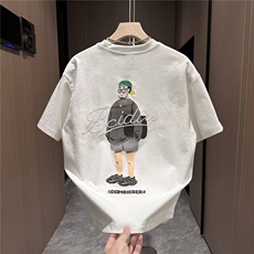 2025夏季潮流时尚立体发泡彩绘刺绣男士短袖T恤简约圆领百搭半袖，男装T恤，电商B212（原钱塘6029）