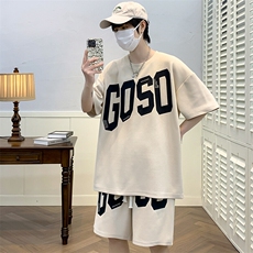 2025夏季新款运动服短袖T恤运动套装潮男痞帅一套搭配宽松短裤P45，男装T恤，星座1113
