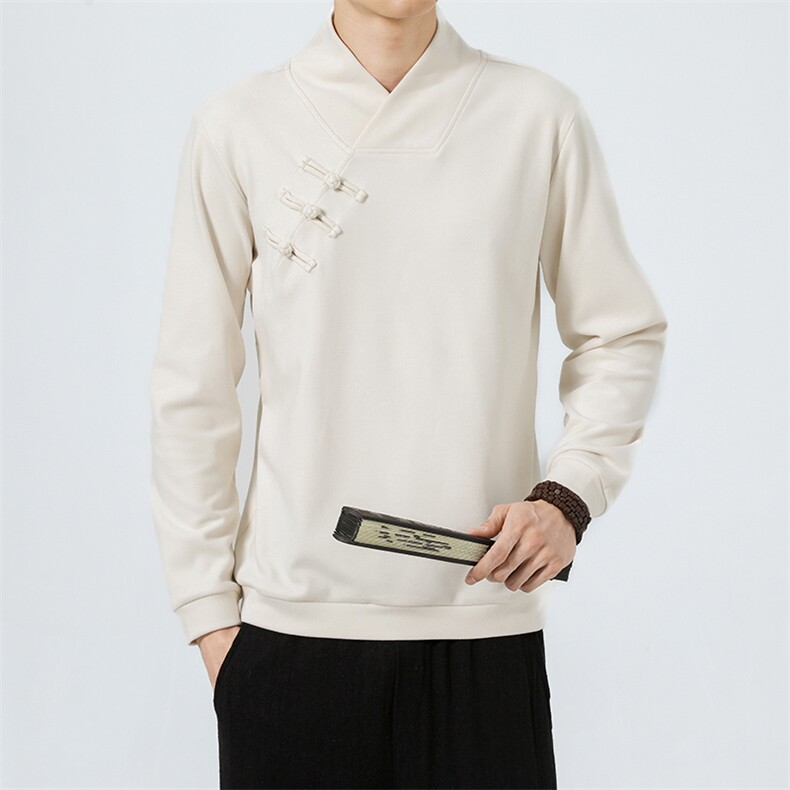 现货春秋风长袖卫衣汉服盘扣中式保暖打底衫2378-P60，男装T恤，星座1105-3