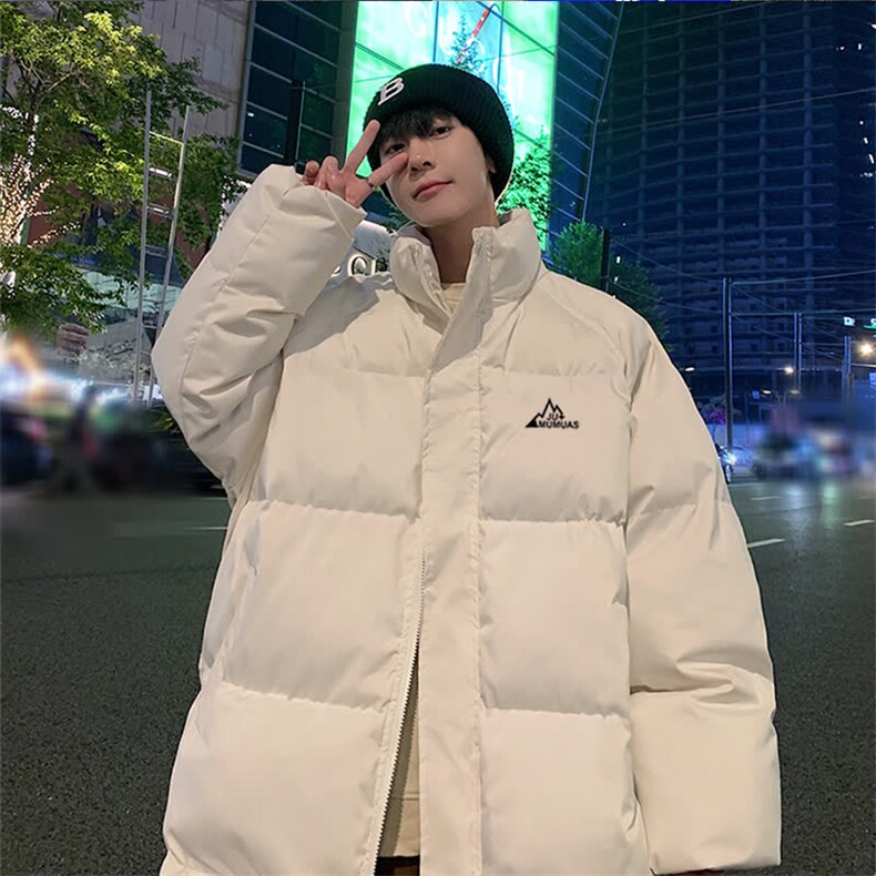 黑色立领潮牌羽绒面包服男女中性风基础款工装棉袄冬季情侣装棉衣图片