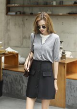 秋季新款半裙，百搭显瘦，黑，灰，咖三个色，女装半身裙，杭悦