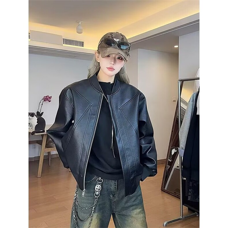 欧货pu皮外套男2025冬新款洋气机车服夹克港风上衣W6817-P65,男装夹克,星座412-3