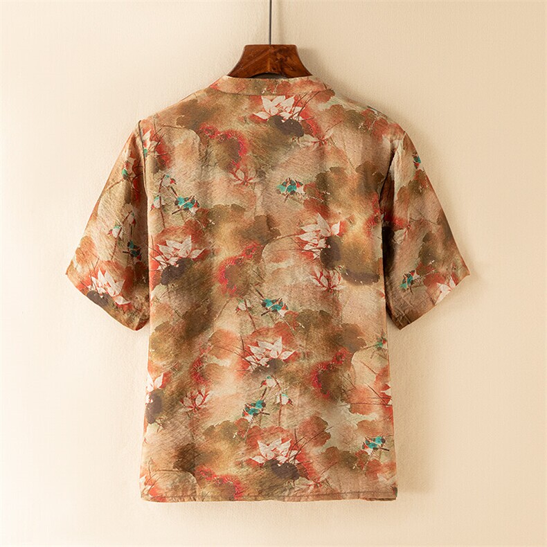 挂拍新中式提花风潮T恤短袖大码盆扣汉服时尚唐装T2411-P58,男装衬衫,电商A227