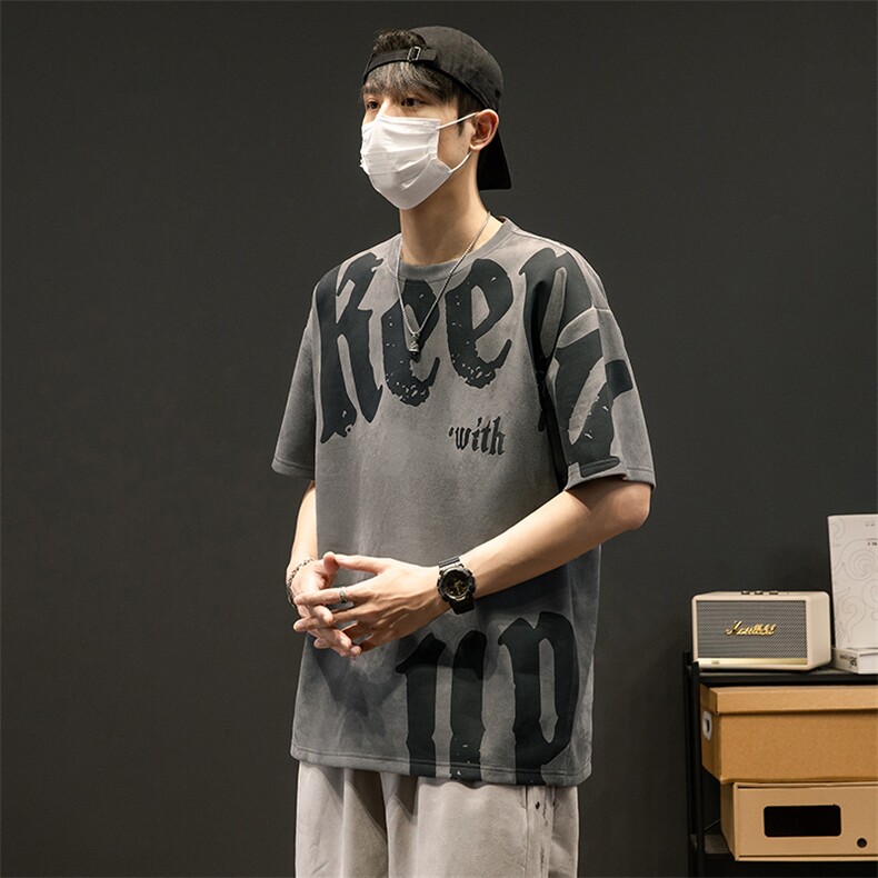 新款短袖男创意灰墙夏季t恤休闲百搭印花圆领T恤男上衣TC3137-P35,男装T恤,星座717