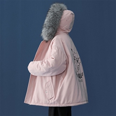MM48078-P130冬季大毛领棉衣女港风加厚保暖棉袄女派克服，女装棉衣/棉服，电商A040