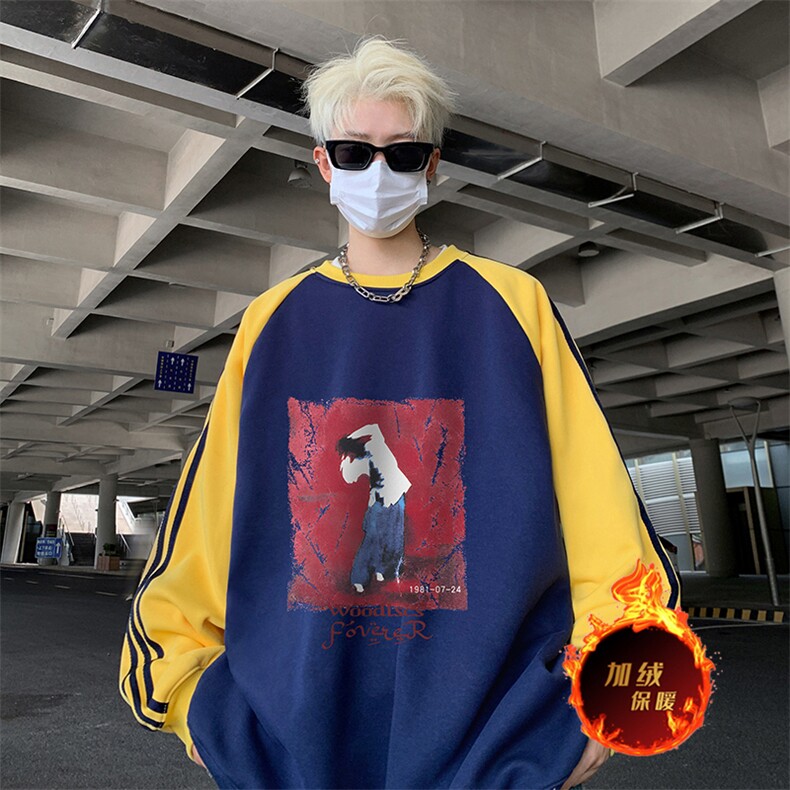 抖音得物供货提供视频秋冬重磅美式宽松织带圆领卫衣0733,男装卫衣,电商A486