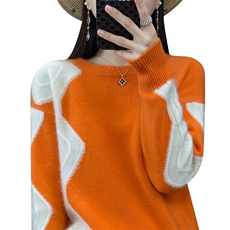 层次感打底衫24年秋季新款通勤毛衣女士圆领羊绒衫宽松百搭上衣，女装羊毛衫，秋虹羊绒