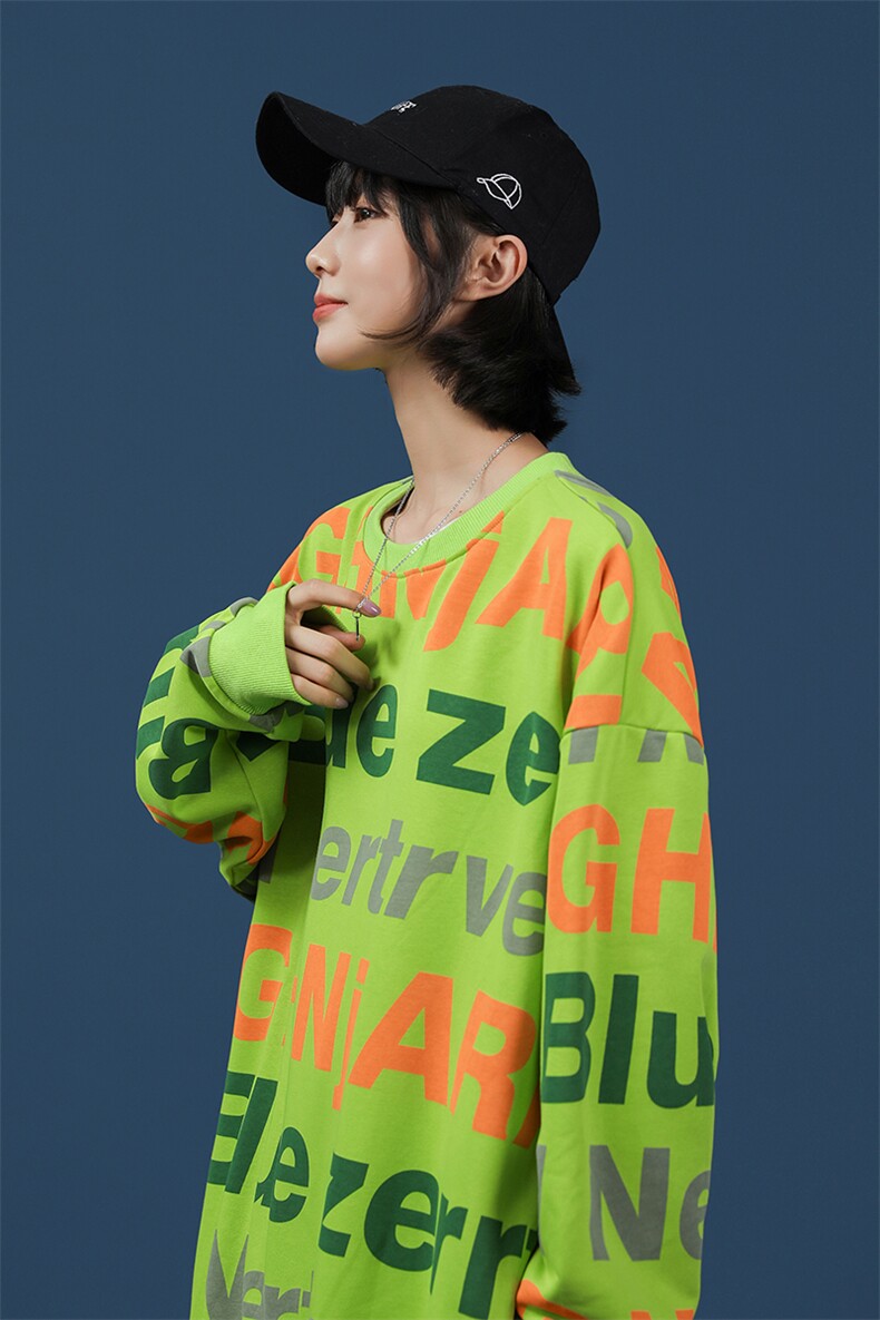 @中性 炫彩字母连帽卫衣秋冬季男外套情侣装打底衫 A125-W02-P60图片