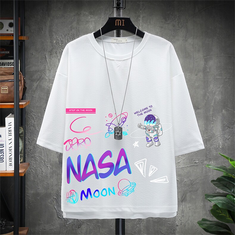 Q11186-P30 NASA联名同款春夏季七分袖t恤男大码五分袖短袖 展架图片