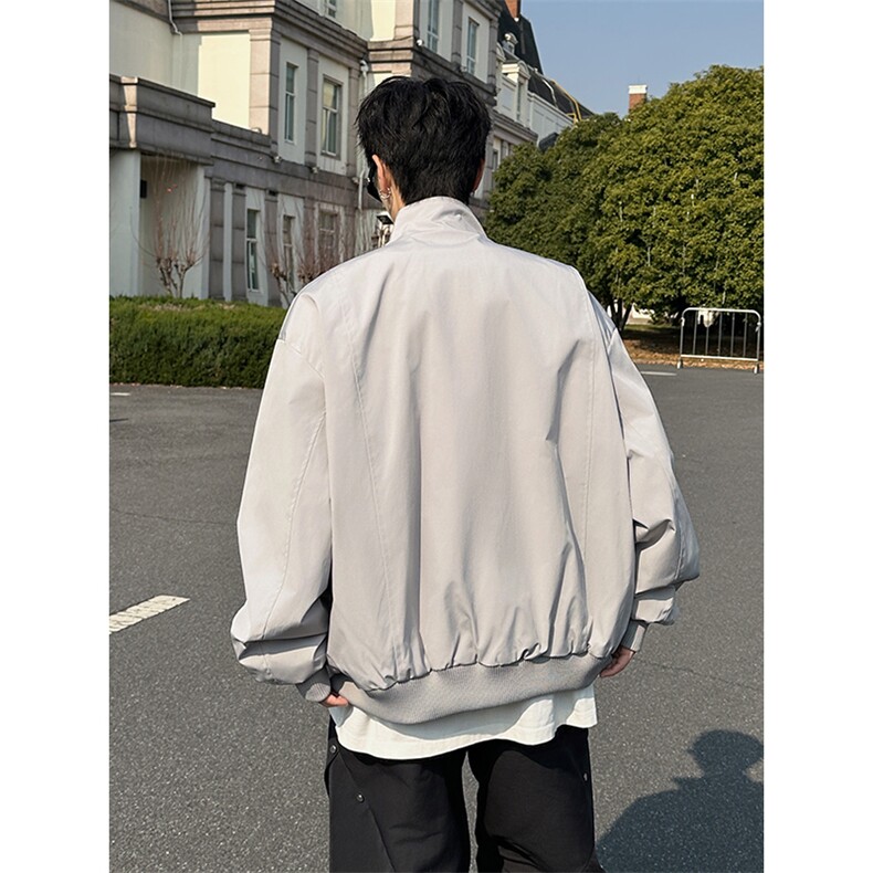 春季夹克男拼接螺纹立领美式飞行棒球服外套抖音得物品质6165-P32,男装夹克,星座207