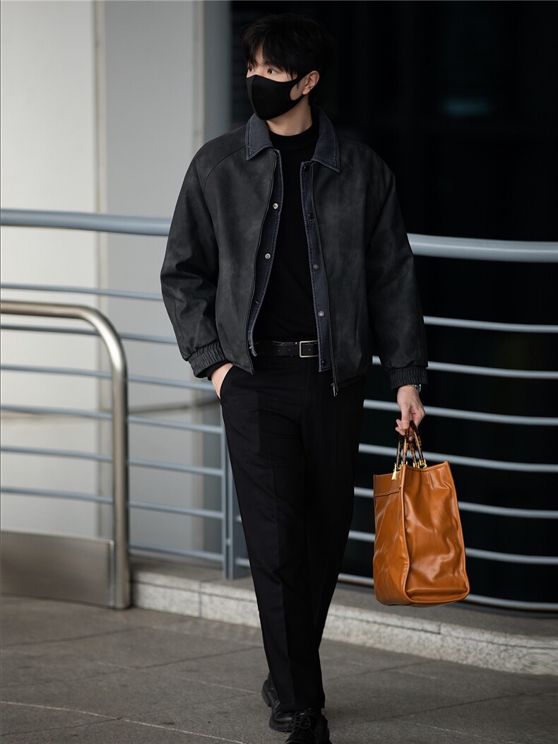 标50绒街拍男士翻领假两件短款皮羽绒服保暖外套5065-P255,男装羽绒服,电商B328