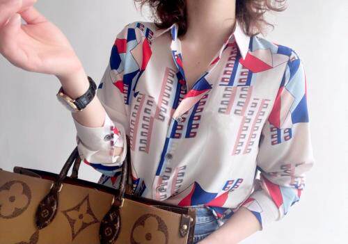 【现货】2021春季新品真丝双绉印花衬衫，女装衬衫，七七迷兰