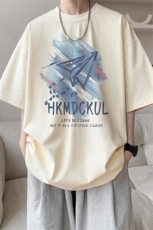 图案已注册夏季重磅文艺情侣短袖T恤男潮宽松半袖打底衫D043/P25，男装T恤，电商B209