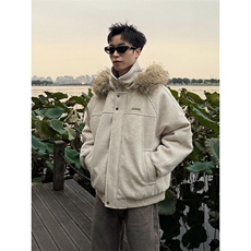 美式潮毛领连帽棉衣男情侣款冬加厚保暖呢子棉衣服外套TT505P106，男装棉衣，星座1013-5