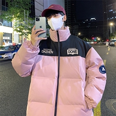 特批港风夜景冬款时尚宽松字母印花撞色翻领棉衣MY6250P85控138，男装棉衣，电商A247