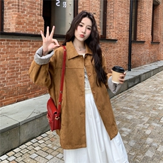 咖色复古格纹拼接麂皮绒外套女春秋2025新款小个子流行爆款巨好看，女装短外套，2C050