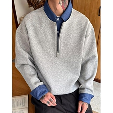 [003加绒肌理立领半拉链卫衣男宽松休闲打底衫A079-WY581-P47，男装T恤，电商A079