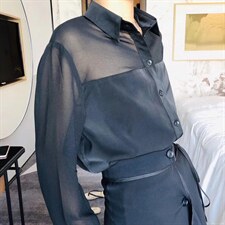 《现货》简约拼接衬衫前短后长，女装衬衫，M&VC