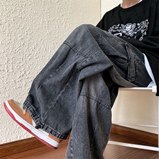 工装牛仔裤男美式复古宽松阔腿裤高街潮牌直筒老爹裤子NK578-P40，男装牛仔裤，星座1008-1