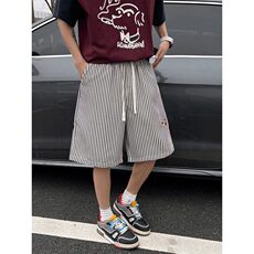 腊肠狗刺绣条纹短裤男夏季泡泡纱冰感速干五分裤子沙滩裤KZK709，男装牛仔裤，星座1116A（原606A-3）