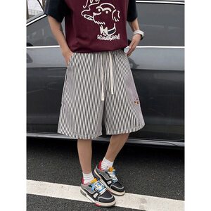 腊肠狗刺绣条纹短裤男夏季泡泡纱冰感速干五分裤子沙滩裤 KZK709图片