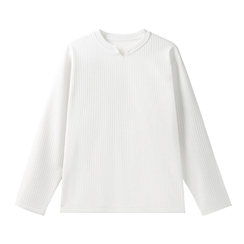 WASSUPHAPPY肌理感白色长袖t恤男春秋季潮牌大码宽松休闲打底衫,男装T恤,电商A022