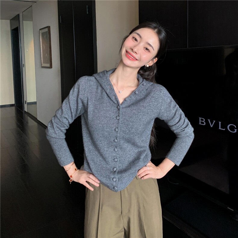 2025秋冬百搭时尚简约带帽衫舒适百搭简约,女装羊绒衫,玛卡隆羊绒
