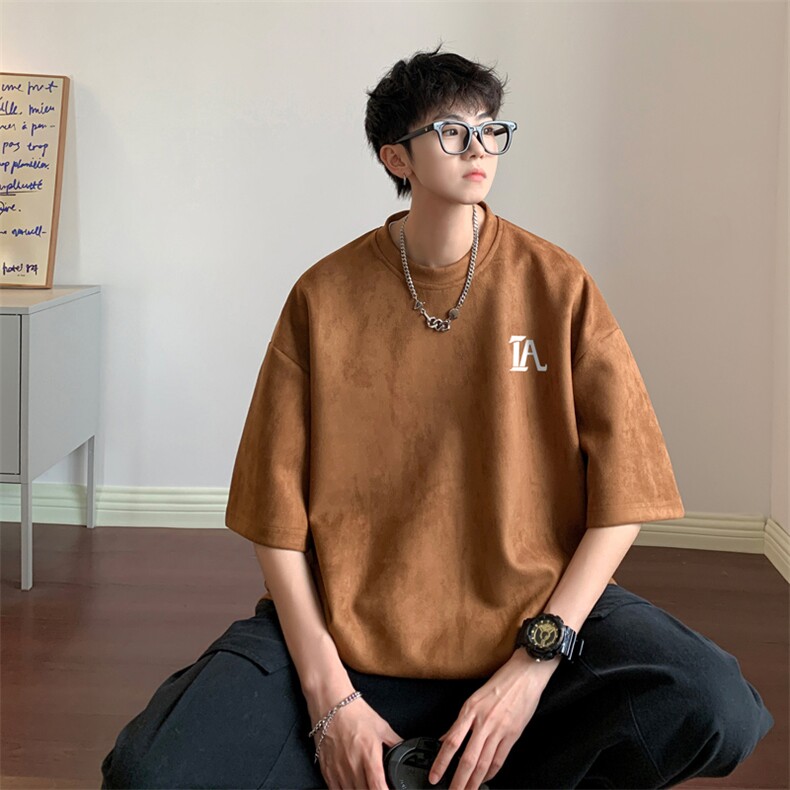 麂皮绒！重磅麂皮绒短袖t恤男JPDX112-P25,男装T恤,电商B367
