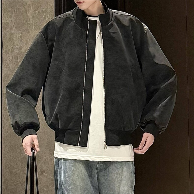 现货得物抖音品质春秋皮夹克扎染皮衣外套JK321P65,男装夹克,星座1904A