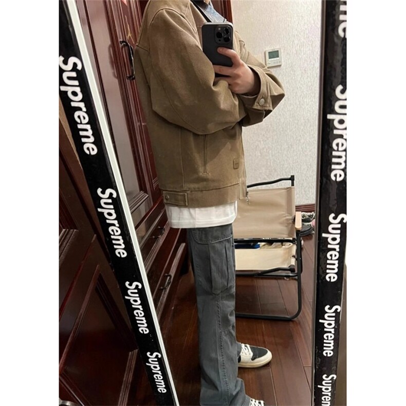 复古美式拼接翻领工装外套男款水洗夹克垫肩棒球服百搭JK982,男装夹克,星座1116A（原606A-3）