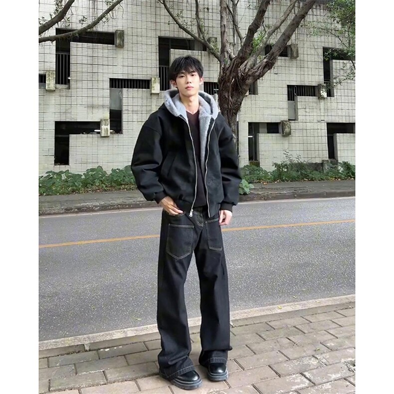 ！冬季加绒加厚荔枝纹皮座山雕外套男女款毛领棉衣-A2363P98,男装棉衣,电商B241
