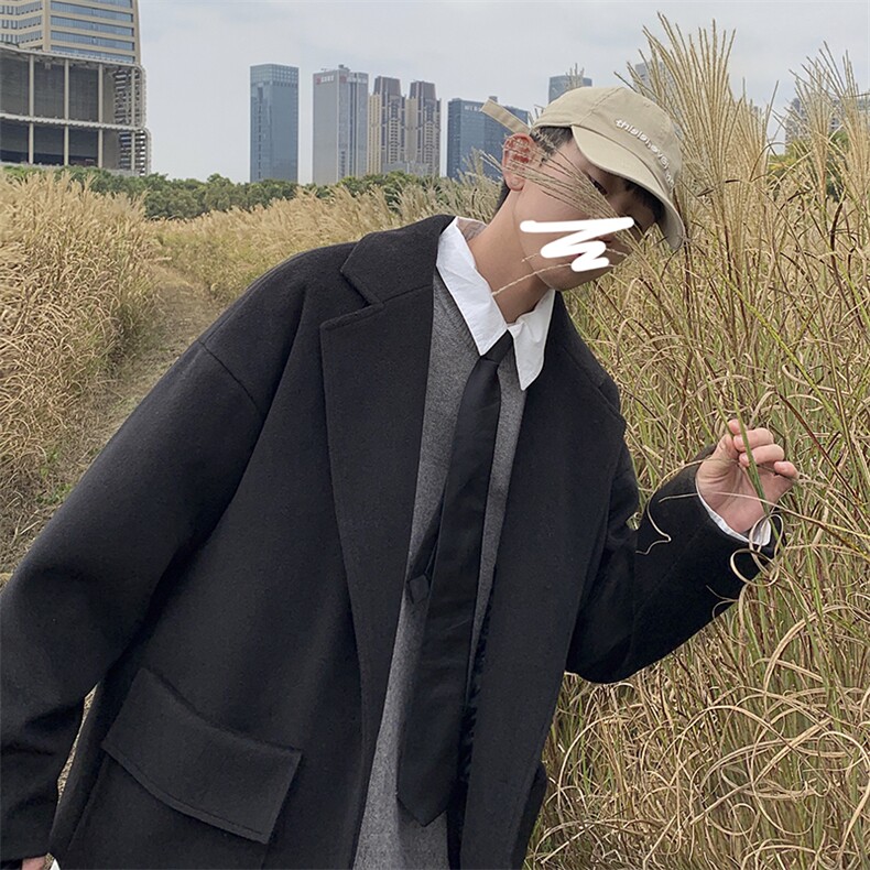 518冬季加厚毛呢风衣外套宽松百搭港风FX2020P105控128,男装风衣,星座507