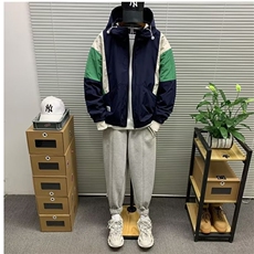秋新款拼接撞色工装连帽潮牌冲锋衣夹克男休闲百搭外套JK123P62，男装夹克，星座1013-5