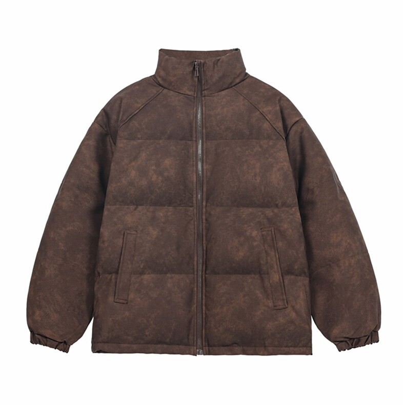 胖胖哥美式vibe立领皮衣棉服男冬季外套加厚保暖宽松面包服棉袄子,男装棉衣,电商A022