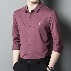 DN7223男式服装新款无痕羊毛衬衫男长袖翻领休闲四季可穿衬衣P80,服装搭配的图片