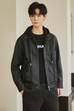 B353PY335P158黑色可拆帽子秋季新款男皮夹克韩版潮流外套男，男装夹克，电商B353